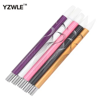 YZWLE 5PCS/Pack Nail Art Silicone Sculpture Pen For Emboss Carving Polish Craft Mental Handle Nail Art Salon Tool 28