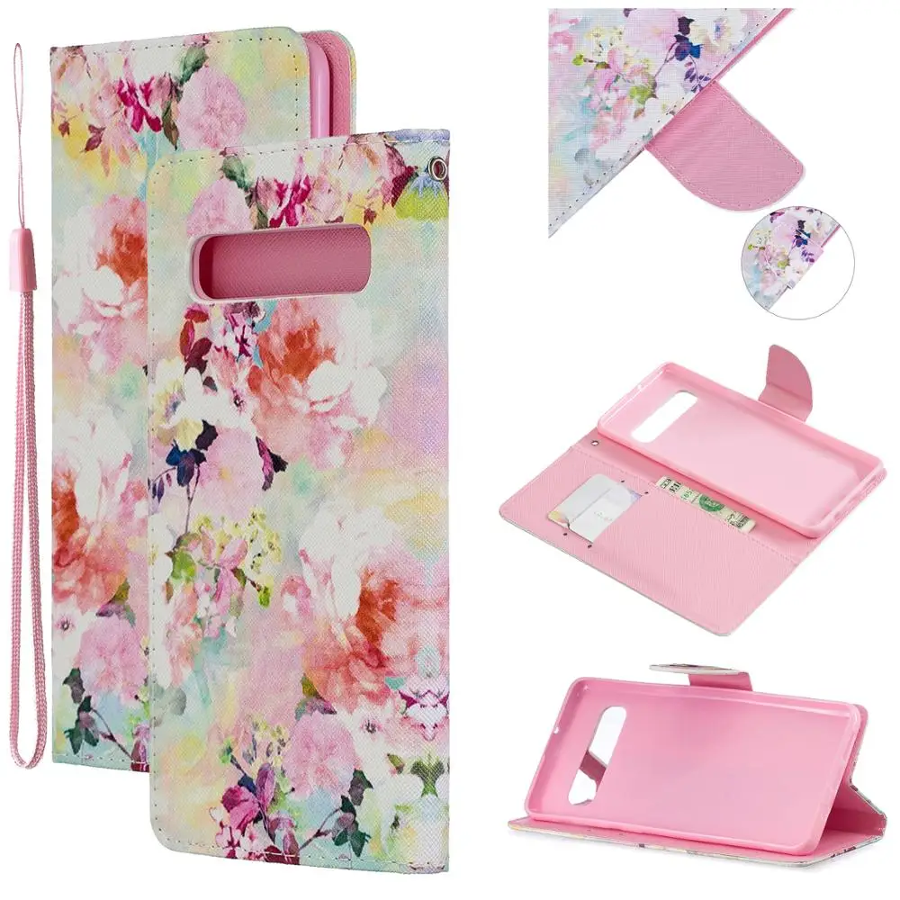 

Fashion Printing Pu Leather Wallet Case For Samsung Galaxy S10e S10 S8 Plus Note 8 9 S7 Edge Flip Cover Card Slot and Stand