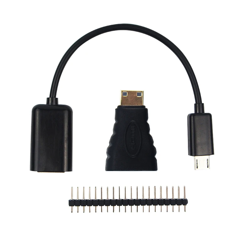3 в 1 Raspberry Pi комплект аксессуаров Mini HDMI адаптер + OTG кабель 40Pin GPIO заголовок для Zero W