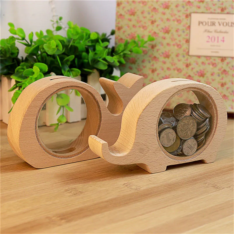 Модные детские коробки для денег монета банк для детей четыре вида милых животных прозрачный деревянный декор дизайнерский брелок 15*9*3 см
