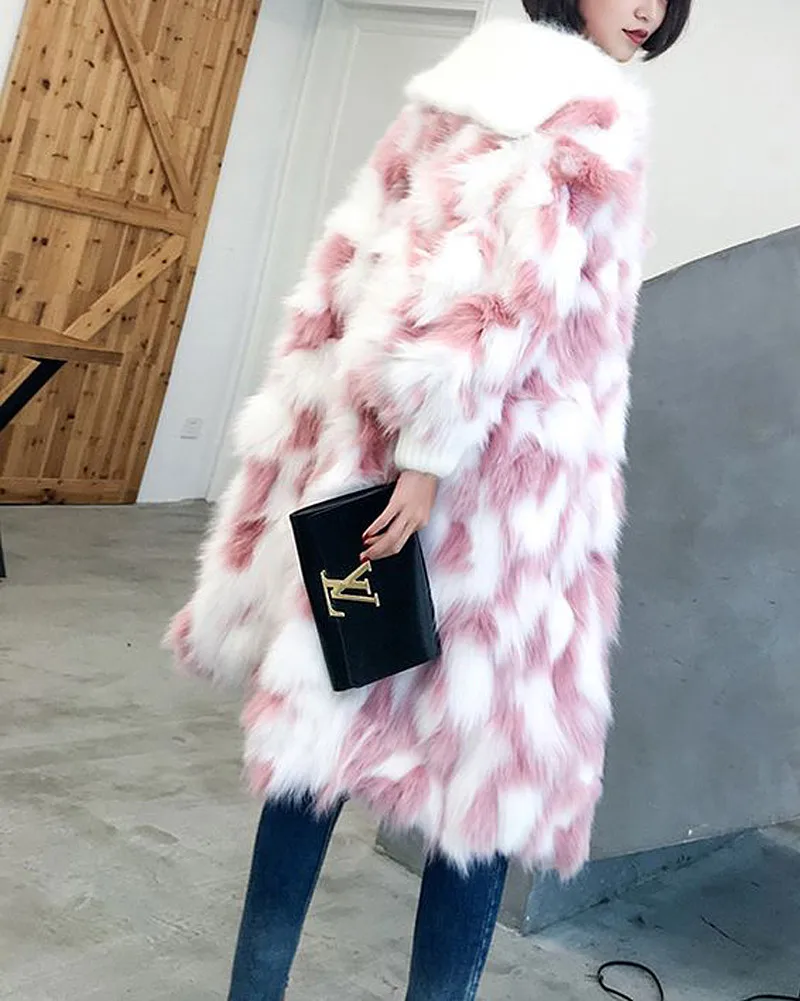 Renard Hiver Épaissir Faux Survêtement Style De Folobe En Chaud Fausse Pardessus Moelleux Femmes Style 2018 Rose Long Blanc Manteau Manteaux Veste Extra short Fourrure 6TAAwSx
