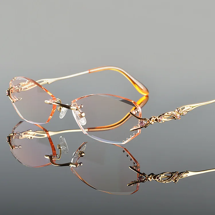 Luxury Tint Lenses Myopia Glasses Reading Glasses Diamond Cutting