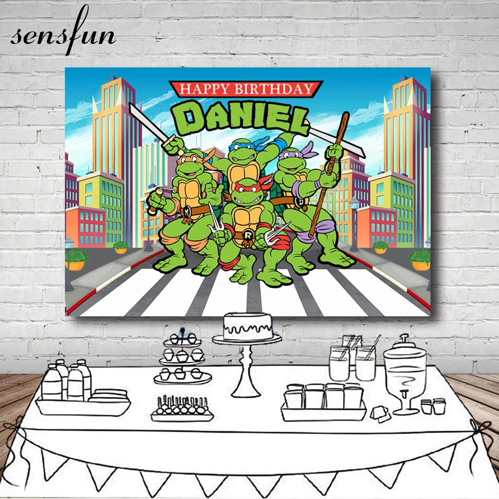

Sensfun Teenage Mutant Ninja Turtles Photography Backdrop Cartoon Children Birthday Party Backgrounds For Photo Studio 7x5FT