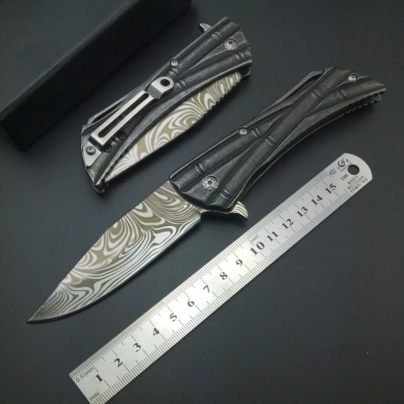 Карманный нож с бамбуковым резьбовым лезвием и шарикоподшипником|hunting pocket knife|pocket