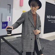 MIXCUBIC, весна, корейский стиль, уникальная клетчатая куртка, Тренч, мужская длинная куртка, повседневная, тонкая, сетка, ветровка, пальто для мужчин, M-XXL