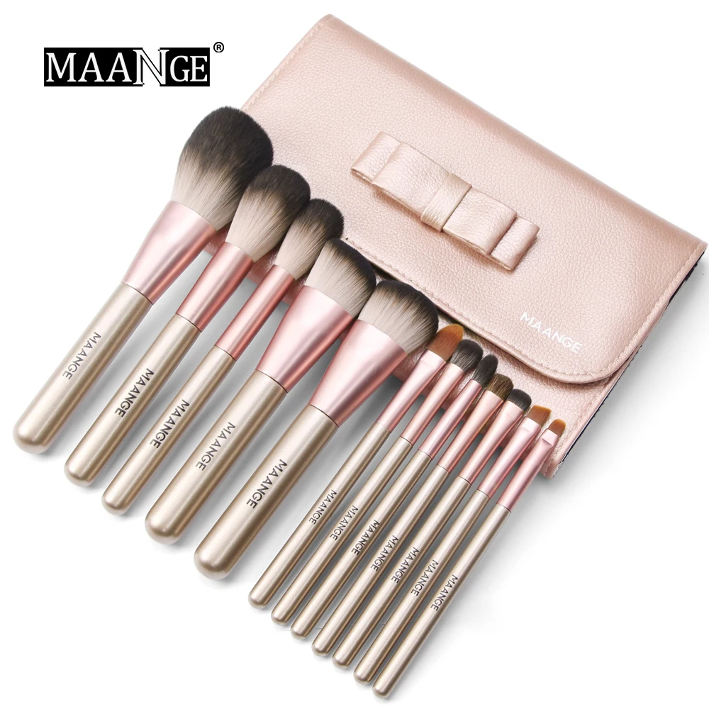 

ESSANCEYA Professional Makeup Brushes Set 12 Pcs Foundation Powder Blending Eyeliner Eyelash Eyebrow Make Up Brush Tool Kits