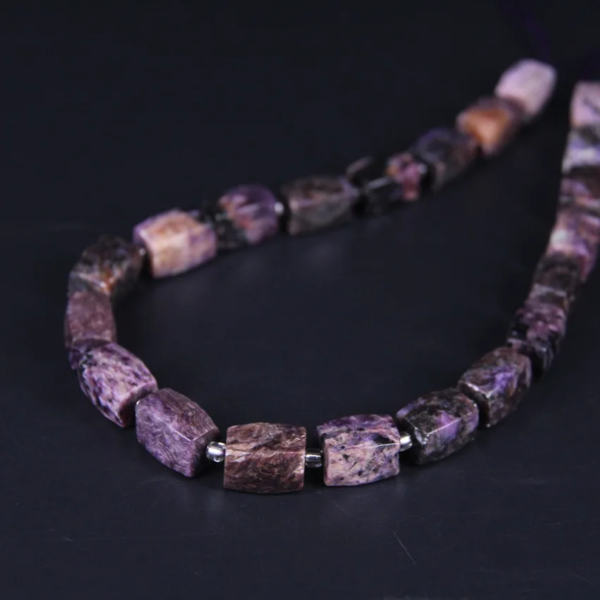 

21pcs/strand,Natural Charoite Faceted Cube Nugget Loose Beads,Cut Rough Purple Stone DIY Pendant Necklace Bracelet Jewels Making