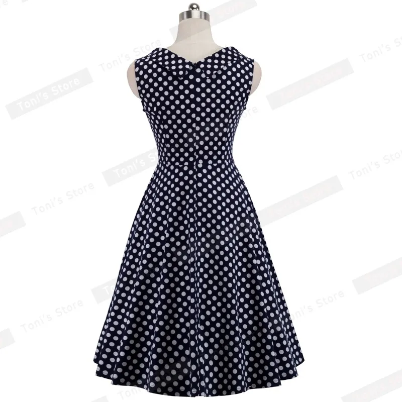 Nice-forever Retro Polka Dot Patchwork Dresses Pin