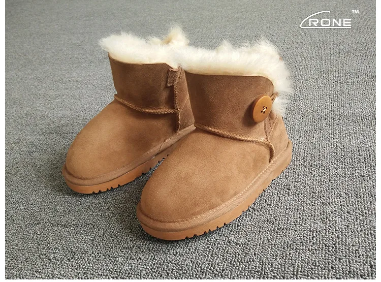 Зимние брендовые ботинки из овечьей кожи обувь для девочек Детская натуральная шерсть зимние ботинки детская обувь модные детские ботинки