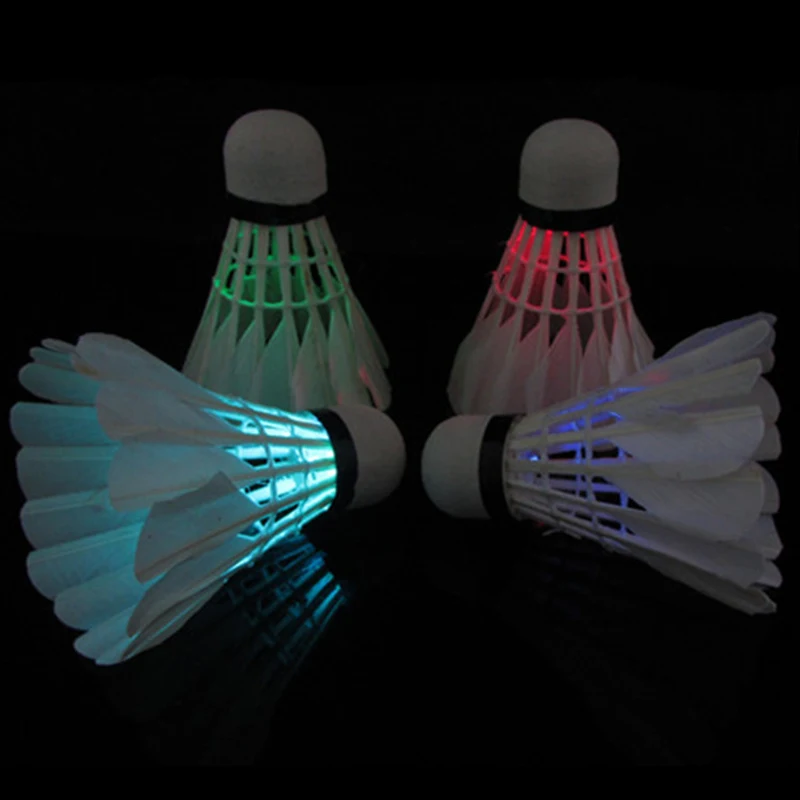 4PCS Colorful LED Badminton Shuttlecock Dark Night Glow Birdies