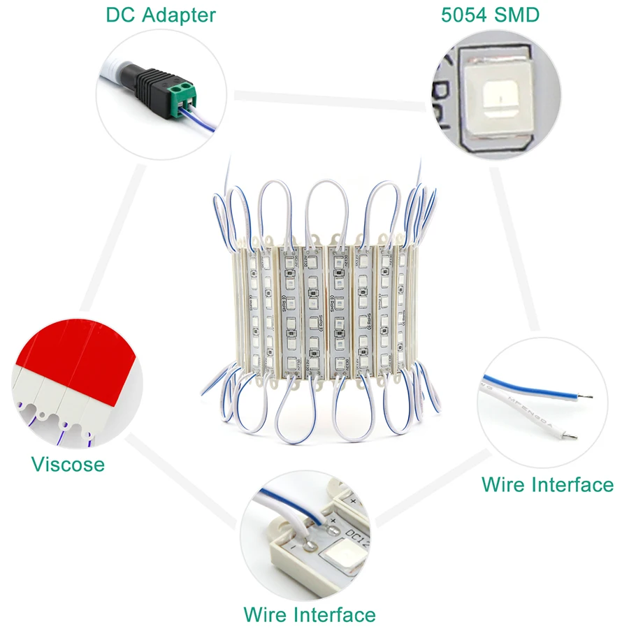 Super Bright SMD 5054 LED Module Light 6LEDs DC12V Waterproof Store Window Lights LED Advertisement Module Light Lamps (Blue) (55)