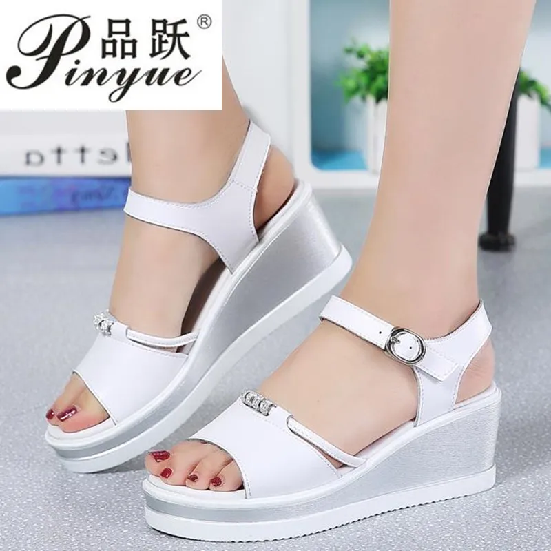 

2019 Women Sandals White Flat Sandals Wedges Heel Summer Women Open Toe Platform Sandalias Ladies Gladiator Sandals
