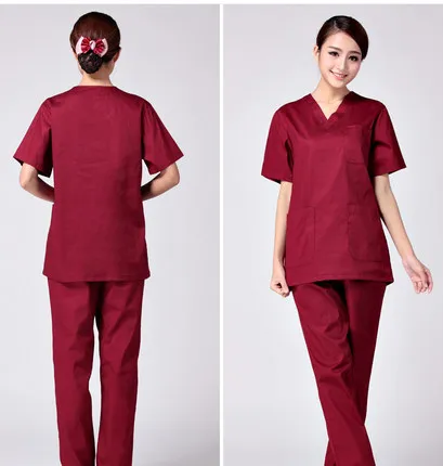 Плюс Размер Женская летняя униформа для медсестер костюм медика набор одежды с коротким рукавом хирургический костюм-Ruyi Liuli - Цвет: 1