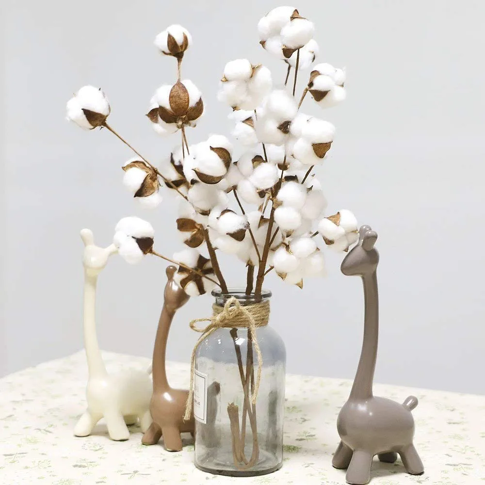 

2Pcs 21 inch Naturally Dried Cotton Stems Farmhouse Style Artificial Flower Fill artificial flowers decoration maison artificial