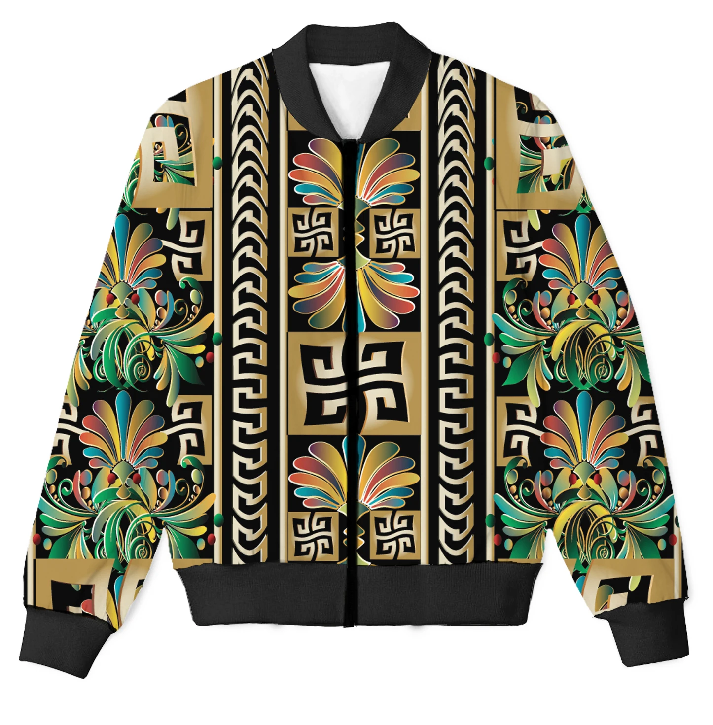 

REAL American SIZE Gold Colorful Luxury VS 3D Sublimation print Zipper Up Jacket plus size 4XL 5XL 6XL