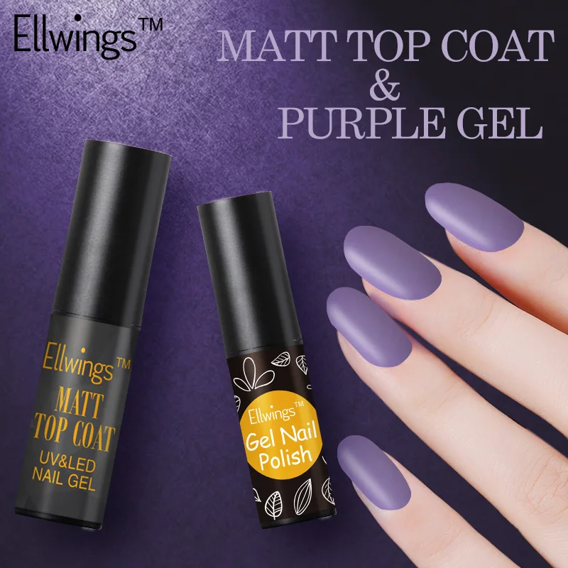 Ellwings 2pcs Matte Top Coat Transpa Gel Varnish Purple Black Ellwings 2pcs Matte Top Coat Transpa Gel Varnish Purple Black Clear Matt Nail Polish Soak Off Uv Kits Set In From Beauty
