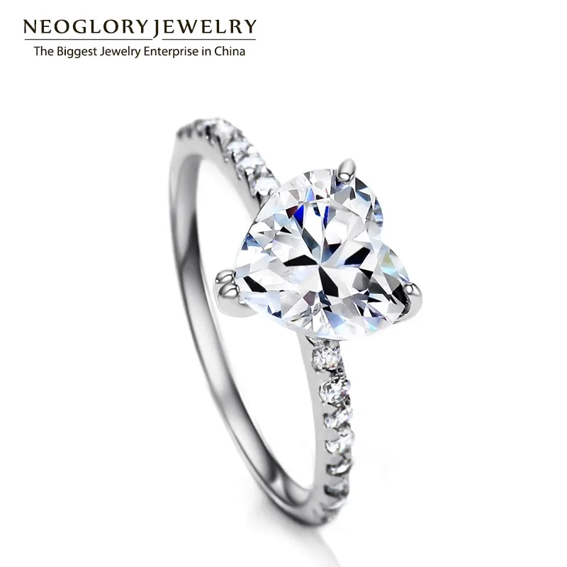 

Neoglory AAA Cubic Zirconia Engagement Romantic Heart Love Wedding Rings For Women Fashion Brand Jewelry 2018 He1 He-y RI1 SQC