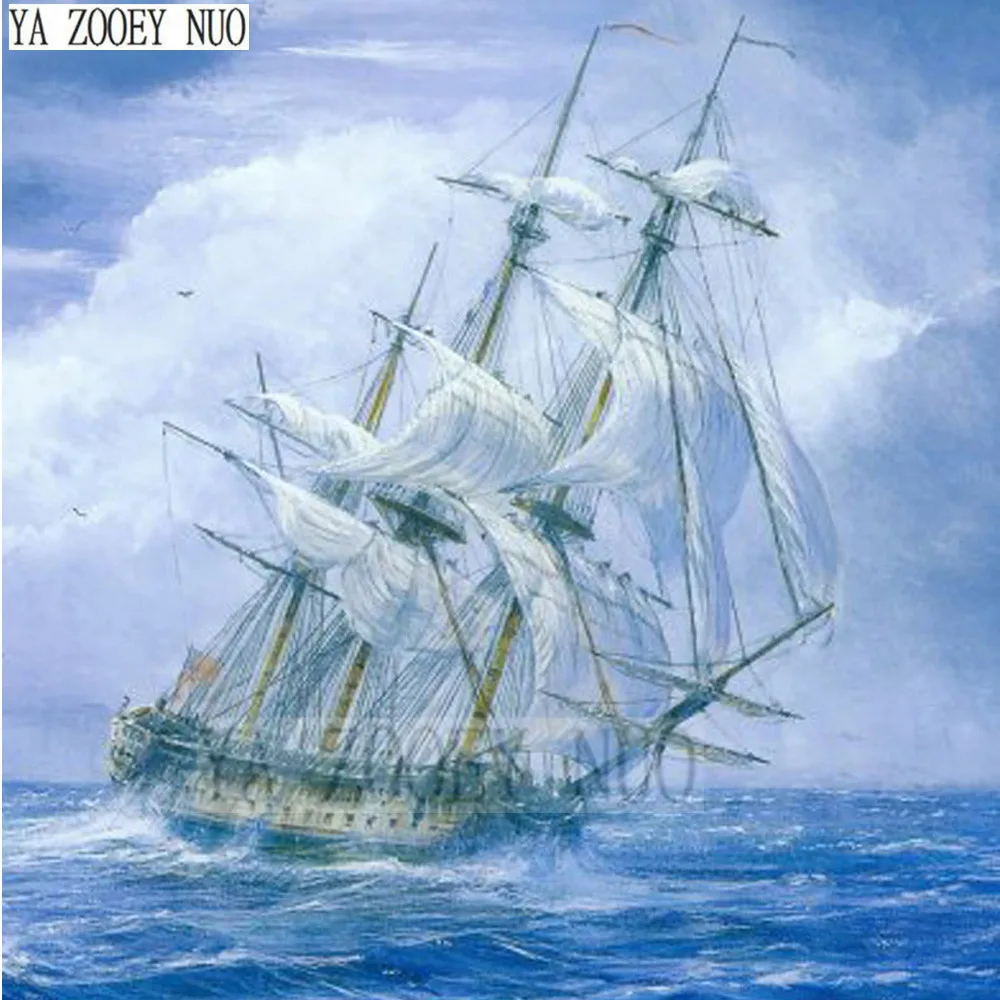 

YA ZOOEY NUO Landscape Sea sailing 5D Diamond Embroidery DIY Daimond Painting Cross Stitch Round Rhinestones Home Decor K1584