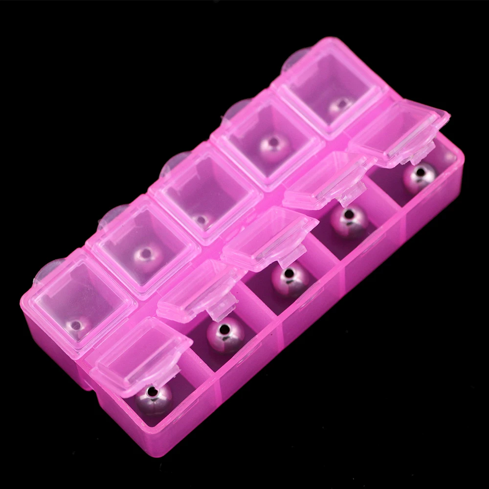 JHNBY пластиковая прямоугольная Маленькая 10 сетчатая коробка для хранения серьги ювелирные изделия бусины Чехол Контейнер Дисплей Органайзер pillbox