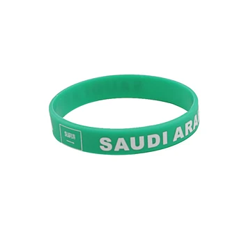 

100pcs Kingdom of Saudi Arabia flag silicone wristband bracelet free shipping