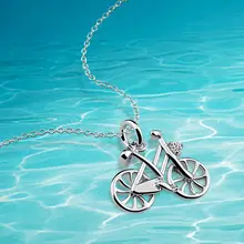 Sólido 925 de moda creativa collar colgante de bicicletas para mujeres