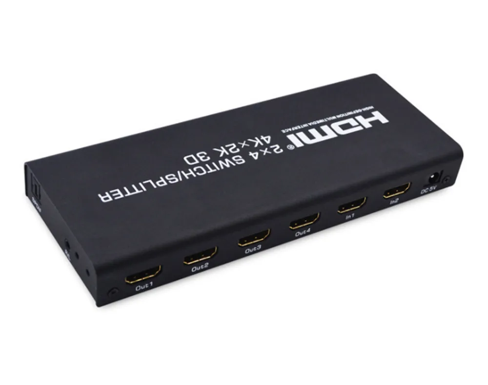 HD два-в-четыре-выход переключатель/распределитель HDMI 2*4 переключатель/сплиттер 4K* 2K поддерживает 3D
