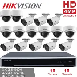 Комплекты видеонаблюдения Hikvision NVR DS-7616NI-K2/16 P 16CH 16POE + 8 шт. DS-2CD2043G0-I 4MP IP камера безопасности + 8 шт. DS-2CD2143G0-IS