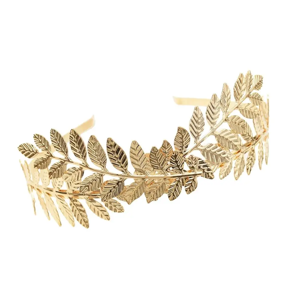 

Baroque Forehead Silver Gold Metal Leaf Greek Hair Band Tiaras For Women Head Jewelry Bridal Headpiece Wedding Hair Accessories