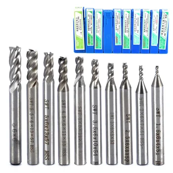

10pcs 4 Flute CNC HSS End Mill Milling Cutter Router Bit Metal Wood Milling Cutter Tools 1.5/2/2.5/3/3.5/4/4.5/5/5.5/6mm