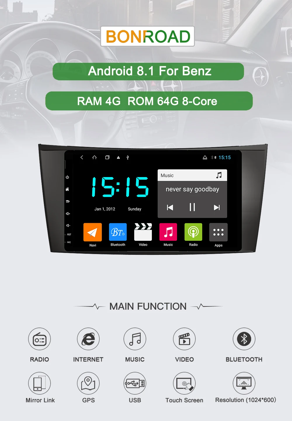 Top BONROAD Android Car Multimedia Player Stereo For For Mercedes/Benz/E-Class/W211 W219 W463 CLS350 CLS500 CLS55 E200 E220 E240 E27 0