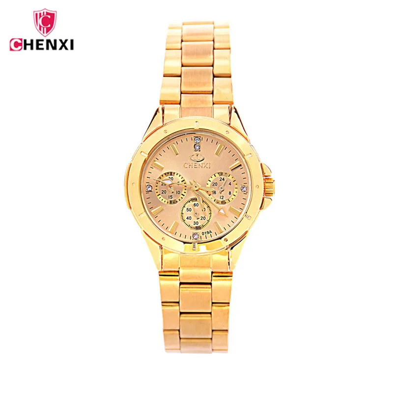 

CHENXI relojes mujer 2017 Top Brand Lxury Famous ladies watch Clock Golden Quartz mechanical Wristwatch horloges vrouwen 27