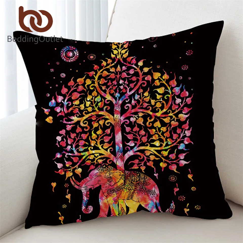 

BeddingOutlet Elephant Mandala Cushion Cover Bohemia Exotic Patterns Design Pillow Case Microfiber Soft Sofa Cover 45x45 70x70cm