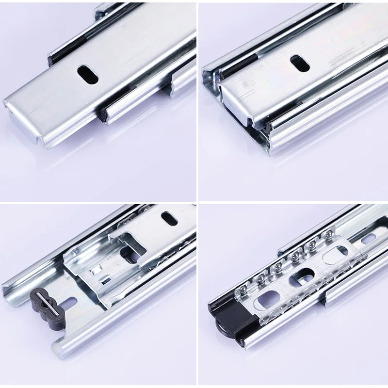 

6inch Mute Steel Damping Buffer Three Section Drawer Slide Solid Stell Ball Self Closing Runner CLH@8