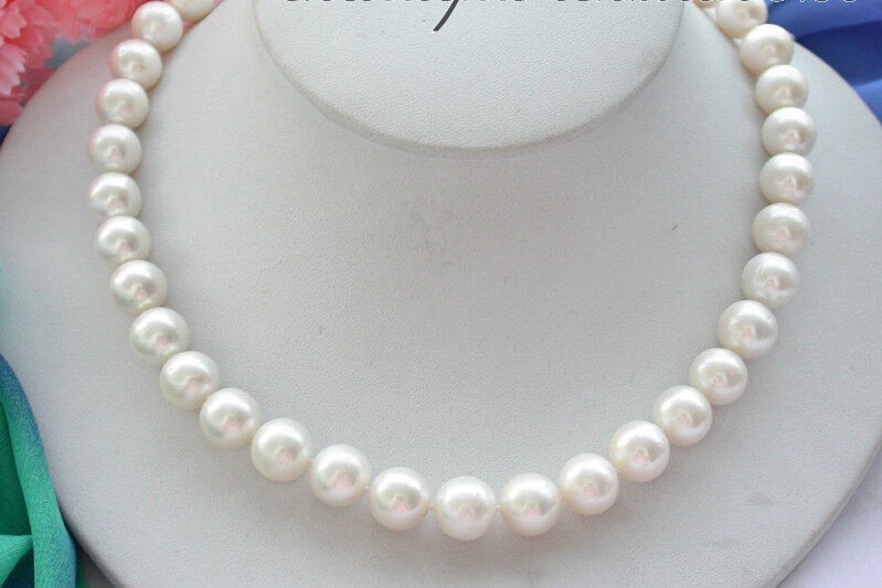 

Free shipping >>>>>z4245 AA++ 17" 12mm ROUND white FRESHWATER PEARL NECKLACE