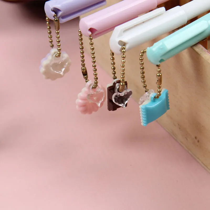 

4pcs/lot Creative Dessert pendant gel pen Kawaii students Writing Neutral pens Caneta Office School Stationery Supplies