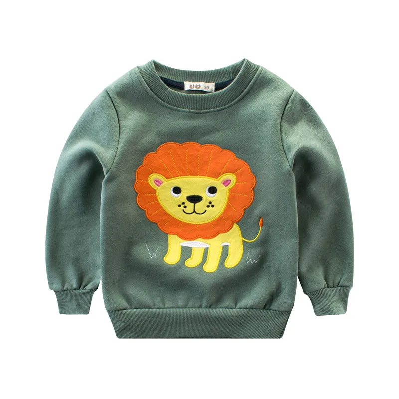 

2019 Kids Spring Sweatshirts Cartoon Animal Fleece T-shirt for Boys Casual Girls T-shirts Spring Cotton Kids Tops