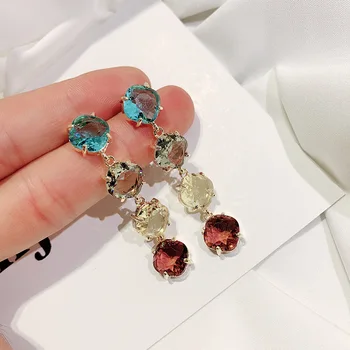 2019 hot fashion jewelry luxury color crystal earrings wedding party earrings for Girls gift for woman