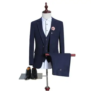 

Costume Homme2019 New Style Mens Suit Wool Single Button tuxedos High Quality Business Casual Wedding Suits (Jackets+Vest+Pants)