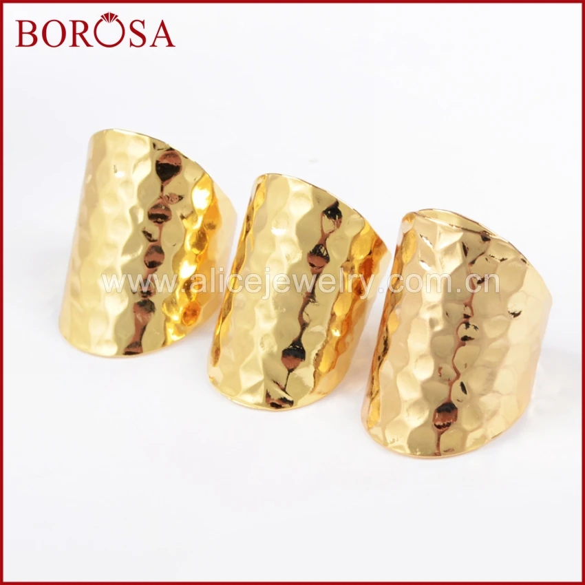 

BOROSA 10 шт Золотое кольцо пустая с декоративным узором PJ029-G