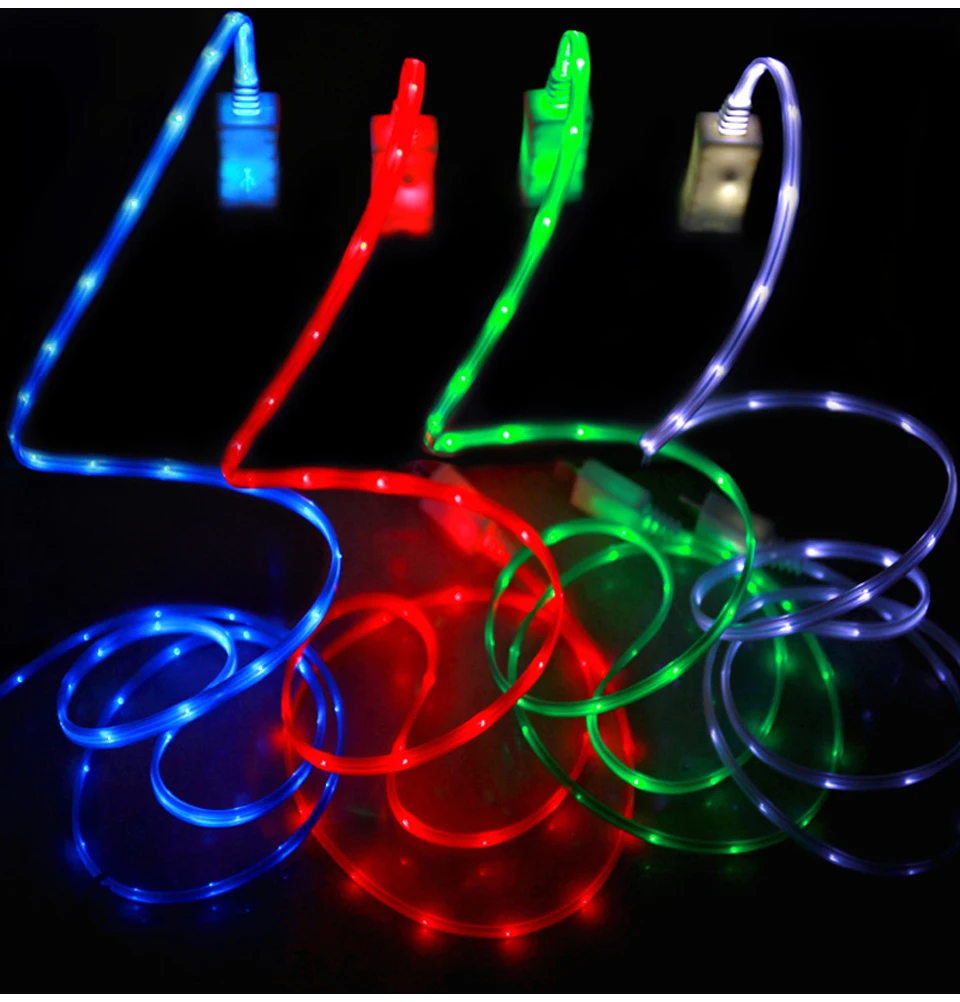 LED Lighting Micro USB Phone Cable Visible LED Flow Light Charging Data for Samsung HTC Android Phone Universal Phone Cables (8)