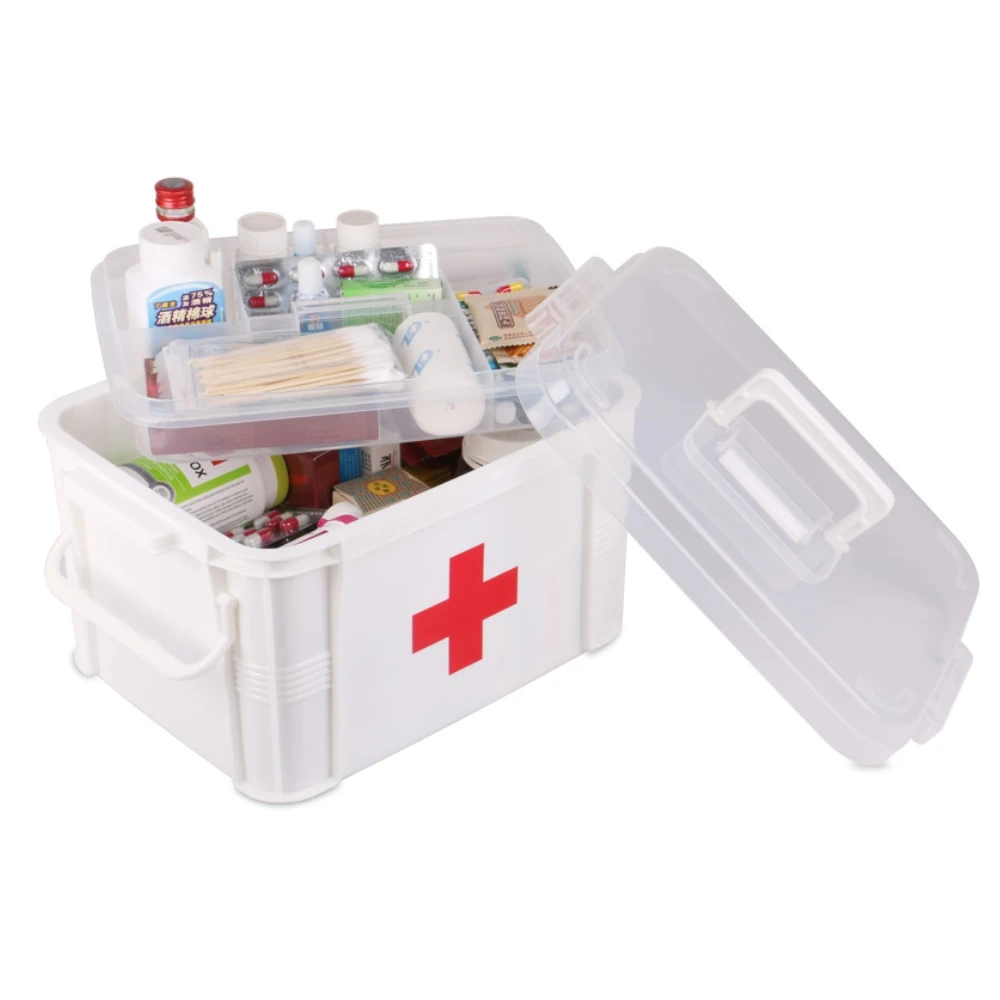 First Aid Kit Medicine Chest Family Home Health Care Drug Storage Box