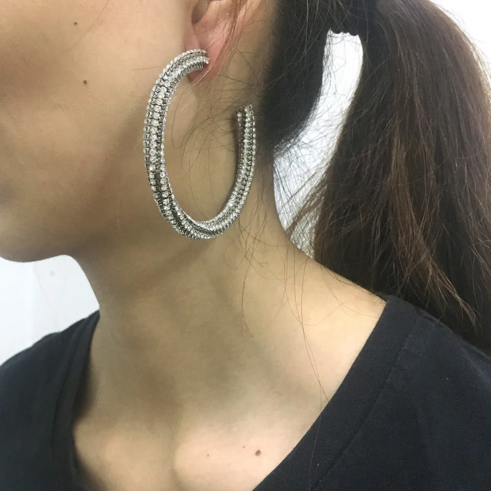 Luxury Rhinestone Circle Hoop Earring Women New Fashion Statement