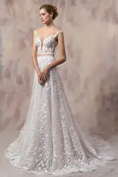 Eslieb высокого класса на заказ кружевное свадебное платье es A Line Свадебные платья сексуальные v-образным вырезом Свадебное платье 2019 Alibaba