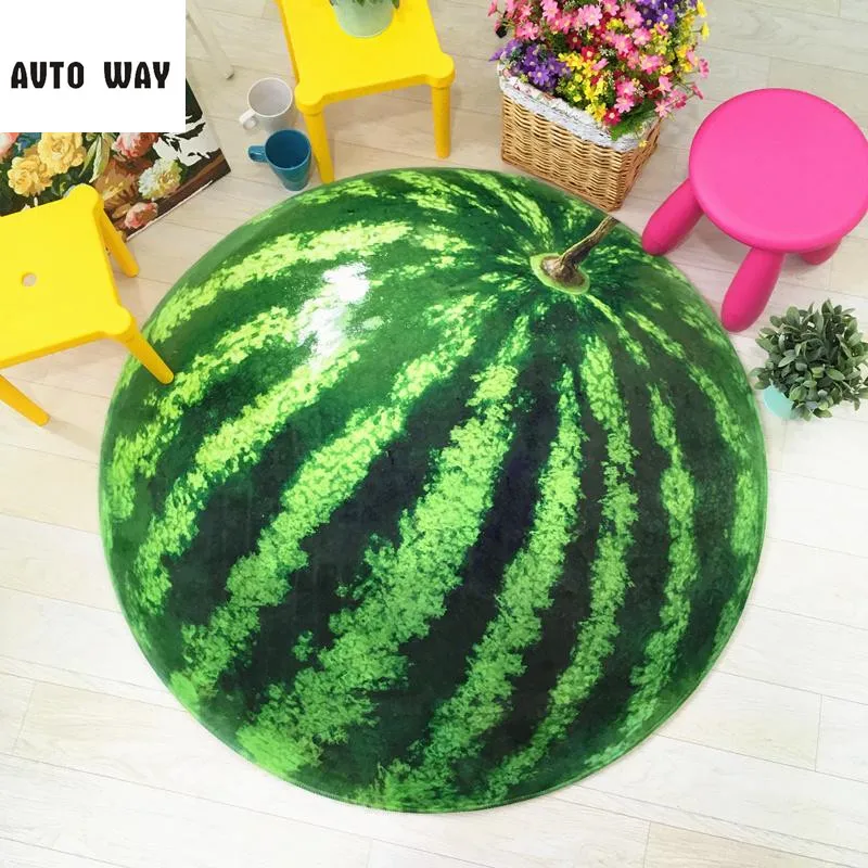 

Round 3D Fruit mats studyroom Computer swivel chair Non-slip carpet Children cartoon crawling game rug free shipping