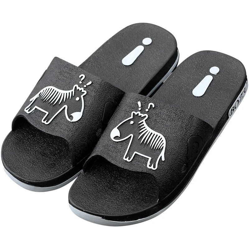 

2019 TZLDN Summer slippers women shoes Zebra Indoor slippers Flip Flops bathroom winter home Lover slippers shoes Big size