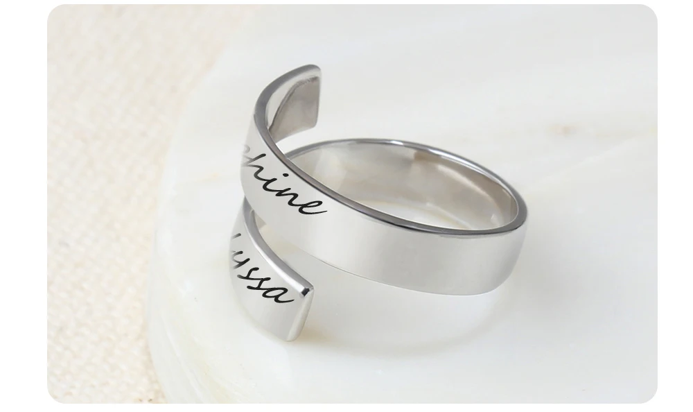 Индивидуальный подарок заказное выгравированное имя из нержавеющей стали Регулируемые кольца для женщин юбилейные ювелирные изделия(JewelOra RI102973