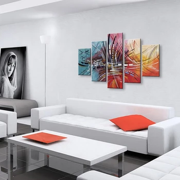 

Modern Hand-painted wall art picture home decoration abstract Piano music oil painting on canvas 5pcs/set for living room
