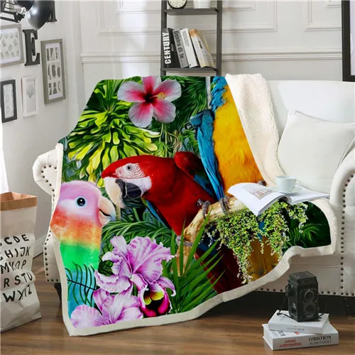 Plstar Космос разноцветный попугай brid одеяло 3d принт одеяло на искусственном меху на кровати дети девочка цветок домашний текстиль Сказочный Стиль-3 - Цвет: Коричневый