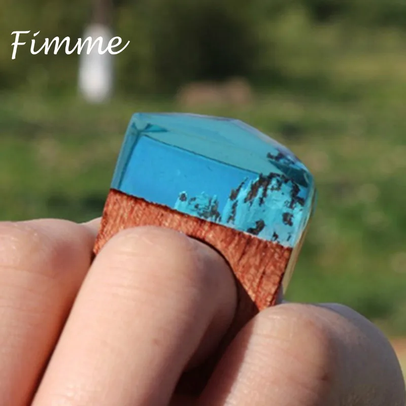 

Handmade Wood Resin Ring for Women Wooden Transparent Beautiful Snow Mountain Band Women's Jewelry Fashion Elegant Wood Rings