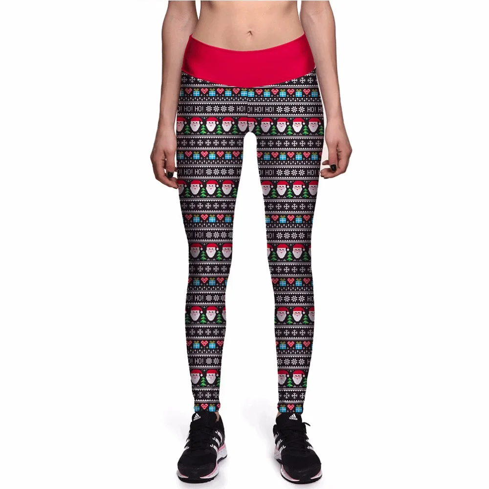 New 0084 Sexy Girl Leggings Christmas T Santa Claus Prints High Waist Running Fitness Sport